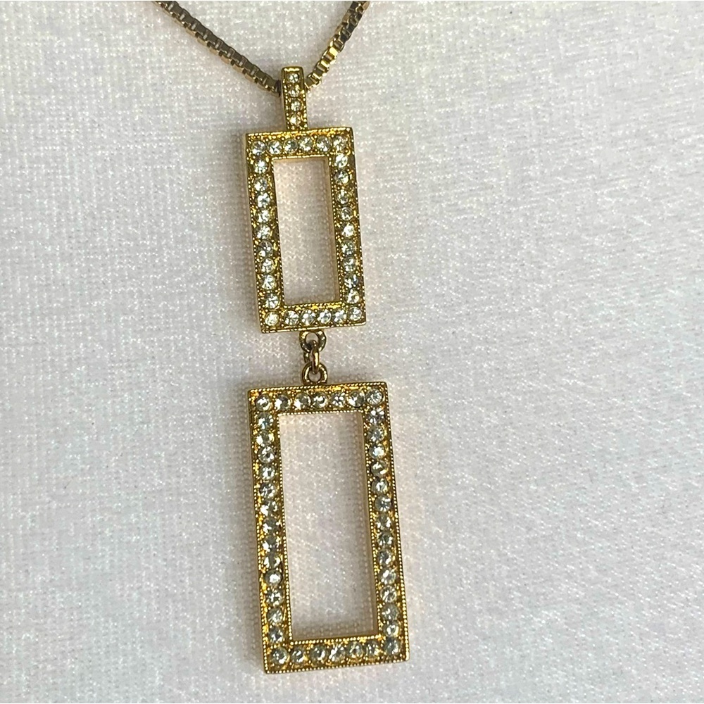 Napier Gold Plated CZ Rectangular Shape Box Chain Necklace